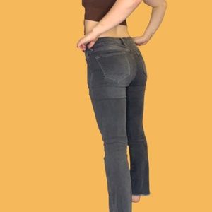 Free People Distressed Kick Flare Grey High Waisted Jeans